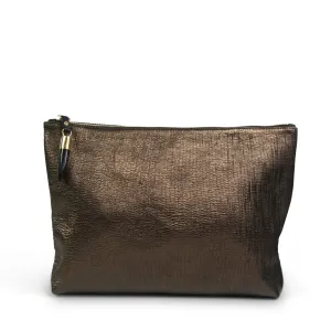 Bronze Metallic Rain Medium Pouch