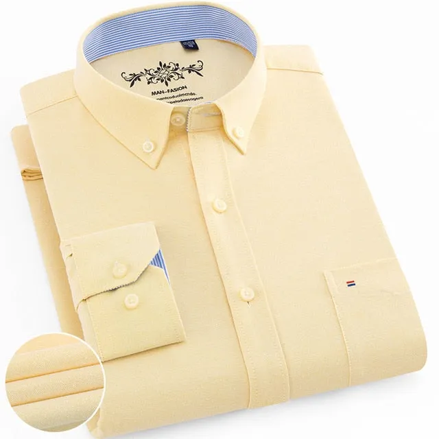 Casual Oxford Dress Shirt Single Patch