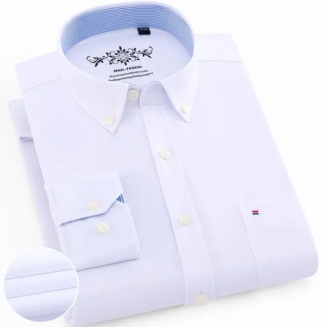 Casual Oxford Dress Shirt Single Patch