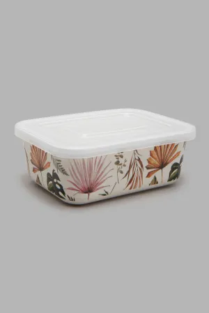 Cream Leaf Bamboo Storage Box With Lid (Small)