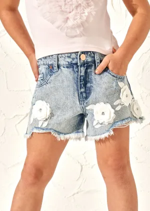 Fleur Flower Denim Shorts