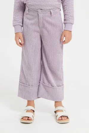 Girls Lilac Corduroy Wide Leg Trouser