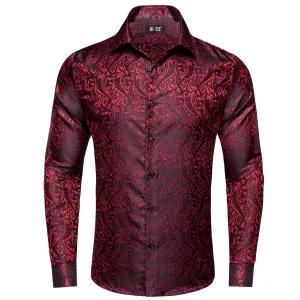 Hi-Tie Paisley Shirt DarkRed Mens Button Down Shirt