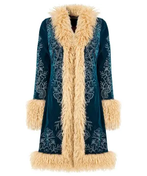 Joe Browns 14 Teal Boho Girl Embroidered Boutique Coat