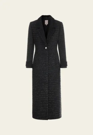 Lurex Checked Frayed Tweed Maxi Coat