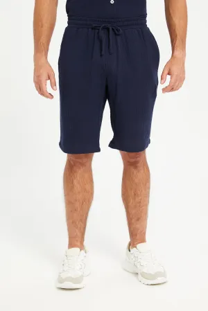 Men Navy Casual Bermuda Shorts