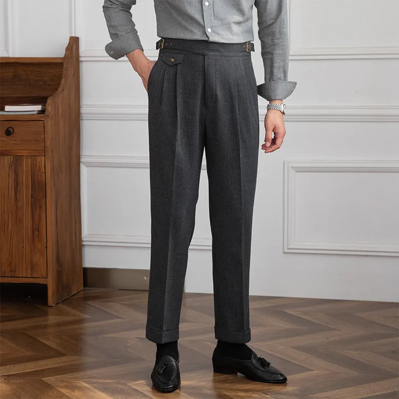 Men's Business High Waist Straight Retro Casual Trousers