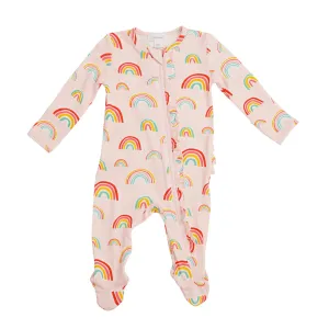 Pink Rainbow Ruffle Zipper Footie Size 3-6 Months